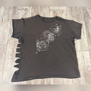 PS/LA Charcoal Celestial Graphic Side-Cut Short Sleeve Tee Customized Tee..